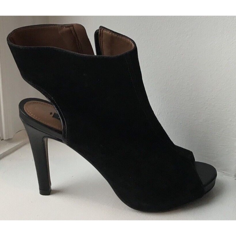 Arezzo Sandals High Heel Booties Black Suede Leather Sz 5 6 B Eu 36 Stilettos - Picture 3 of 7